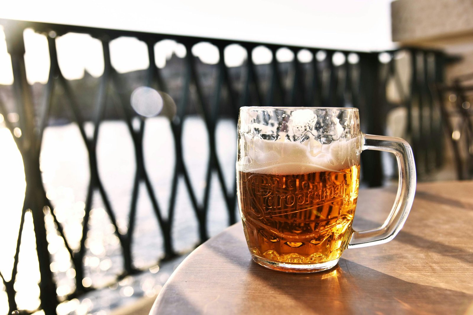 Refreshing lager beer mug outdoors