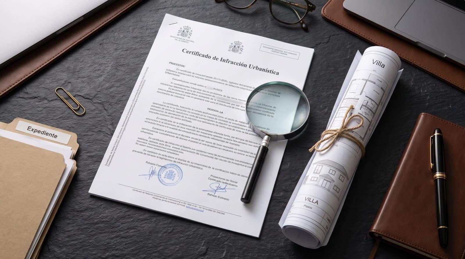 A legal boundary map overlapping a photograph of a luxury frontline villa on the rocky coast of Tenerife.